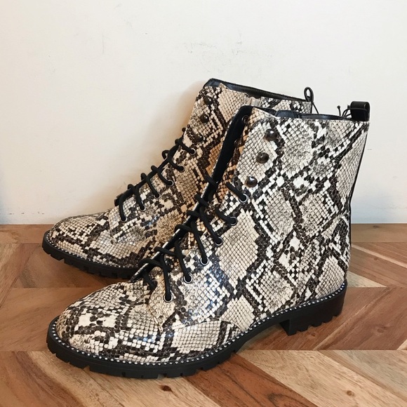 NEW Express Snake Rhinestone Combat Boots - Picture 1 of 6